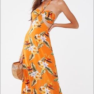 Forever 21 Tropical maxi halter dress